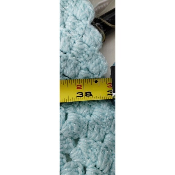 Hand Made 3D Floral Granny Square LtBlue and White With a little Sparkle Blanket - Picture 6 of 6